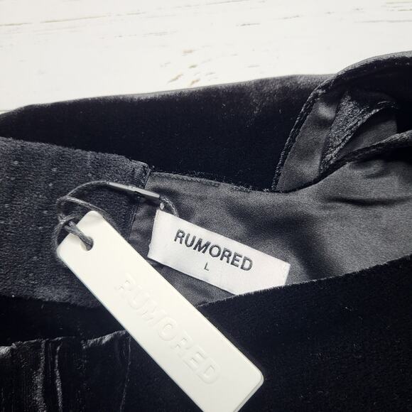 Rumored Runaway Midi Dress Black Velvet Large Underewire Bra Top Open Back Large - Picture 9 of 9